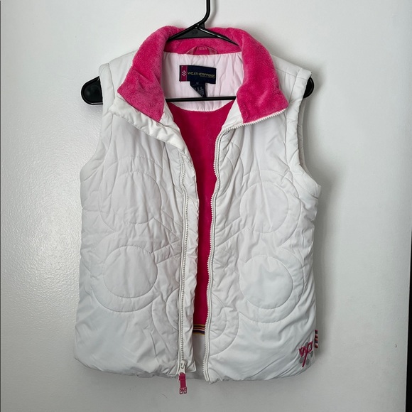 Weatherproof Garment Co White & Pink Quilted Puffer Ski Vest Kids Size 12 - Picture 10 of 16
